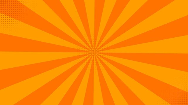 Sunburst Orange Rays with Halftone Dot Pattern for Comic Book and Anime Background