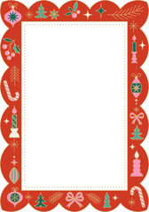 Plakat Red decorative Christmas frame with a large central copy space. Festive vector background for greeting cards, holiday invitations, posters and signs.