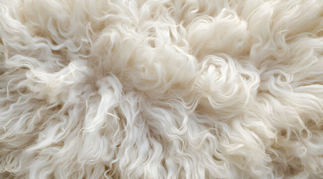 A close-up view of the soft, fluffy white sheep wool
