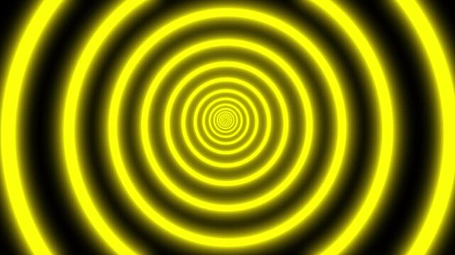 Mesmerizing hypnotic yellow concentric circles expanding into an infinite abyss, creating a sense of deep concentration and mind-altering perception 