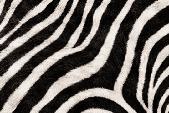 Realistic seamless zebra fur pattern, black and white striped animal skin texture for textile, fashion, upholstery, and surface design