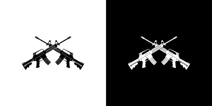 Weapon 2 machine black Silhouette Vector logo symbol