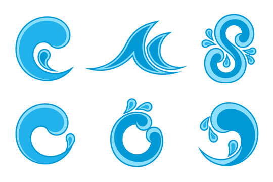 Creative stylized water wave letters C A S in blue color design