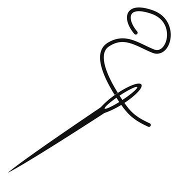 Black sewing needle with embroidery thread loop