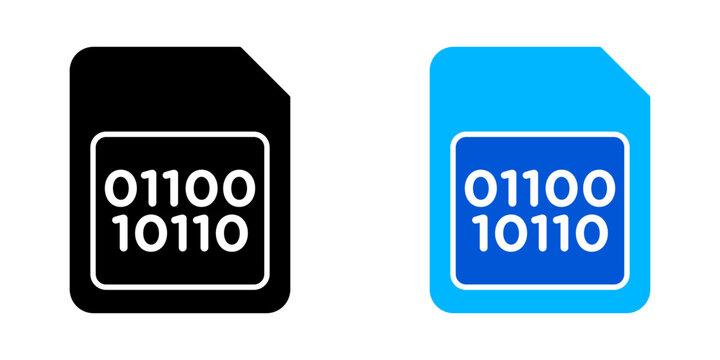 File Binary icon flat outline in black