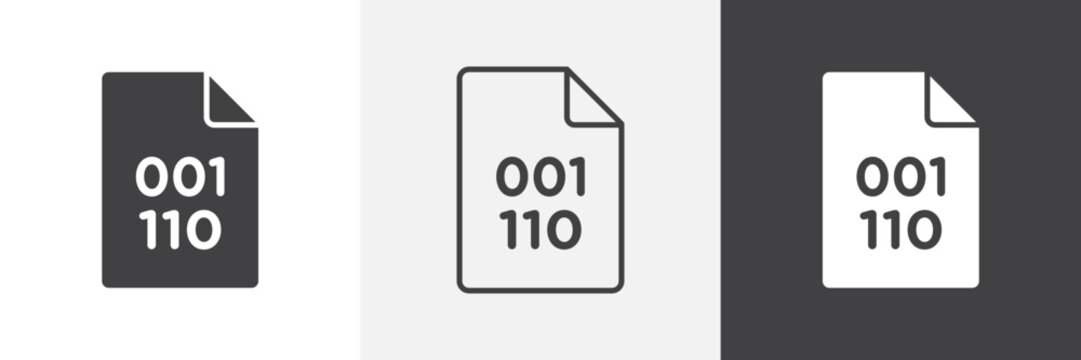 File Binary icon flat outline in black
