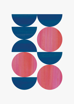 Geometric Arrangement Of Blue And Pink Shapes