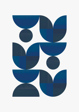 Curved Blue Geometric Composition