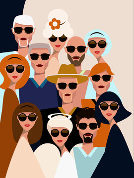 Illustration of crowd of people