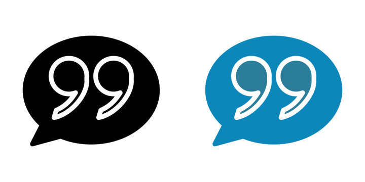 Comment quote icon flat outline in black