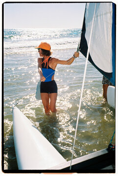 Woman Handling Catamaran