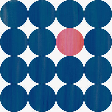 Grid Of Blue Circles With One Pink