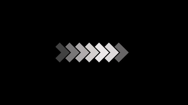 White and gray chevron arrows pointing right on a black background