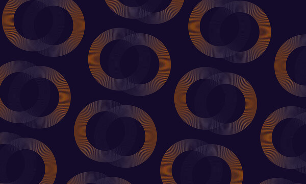 Abstract geometric dark background with orange and purple overlapping dotted circles pattern.