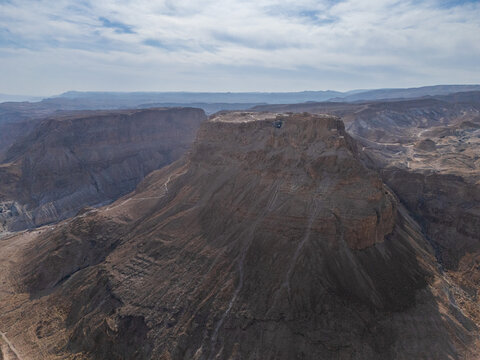 Aerial view of Masada National Park in the Judaean Desert