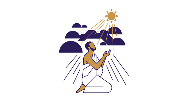 Day of Arafah Devotion, A minimalist flat vector graphic depicting Islamic spiritual prayer
