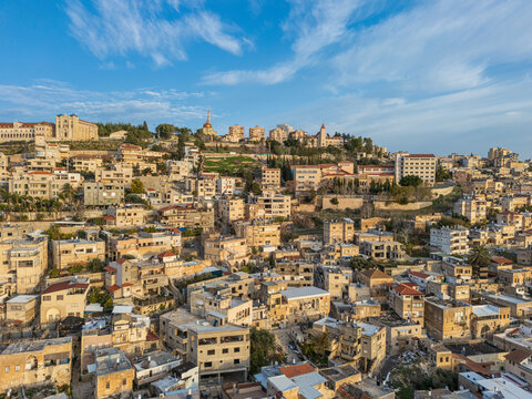 Aerial view of the city of Nazareth, Israel