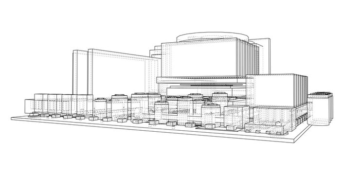 wireframe architectural model of a. Vector