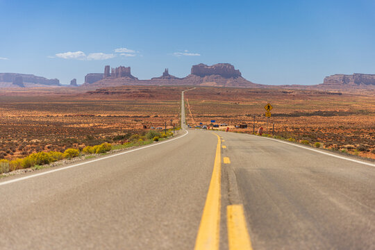 Scenic US Highway 163 Leading to Monument Valley at Famous Forrest Gump Point in Utah