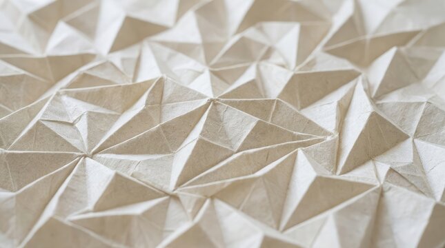Abstract geometric background with folded paper in shades of beige and white
