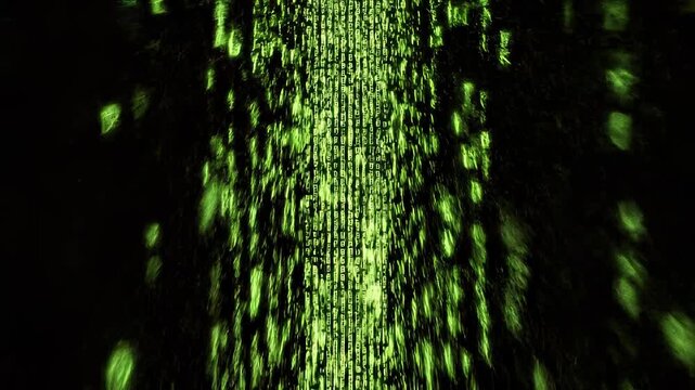 Digital data stream flowing downwards