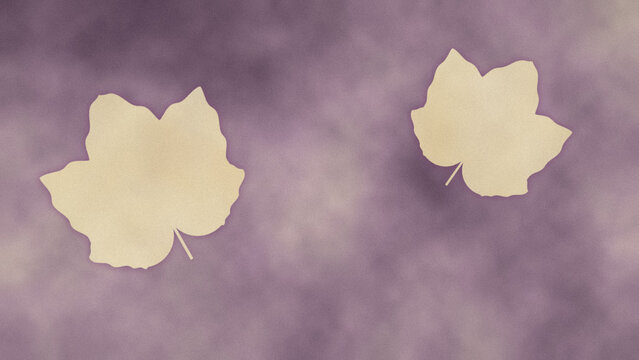 Two falling maple leaves lumen print in mauve