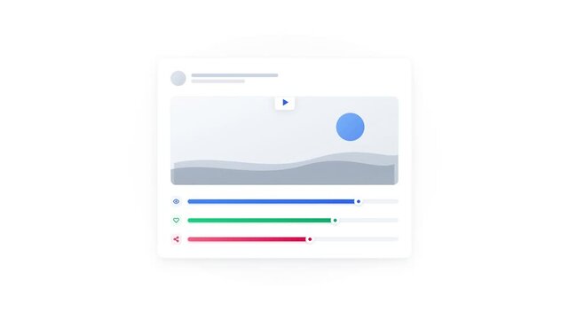Engagement dashboard with animated progress bars beneath post thumbnail