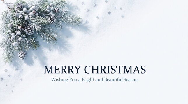 Merry christmas greeting card with pine branch illustration