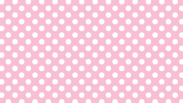 Pink and white polka dot background pattern flowing diagonally for cute pastel aesthetic backdrop animated seamless loop