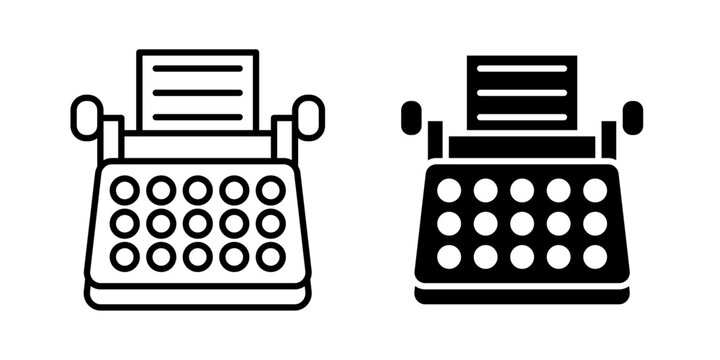 Typewriter icon &mdash; vintage writing machine featuring mechanical keys, literary work, office equipment, classic correspondence, creative writing and retro communication technology