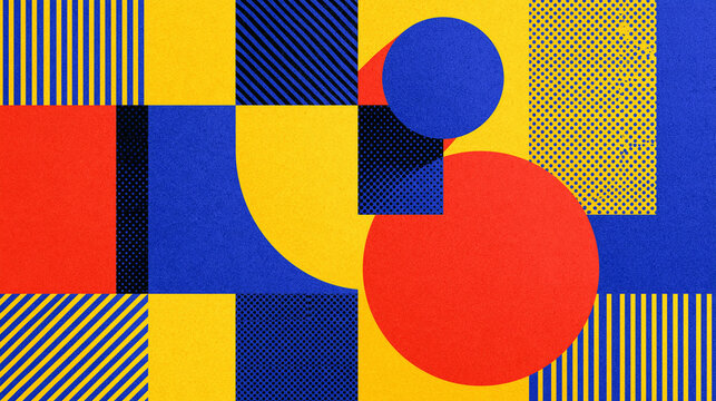 Abstract Geometric Pattern Background with Bauhaus Design Elements