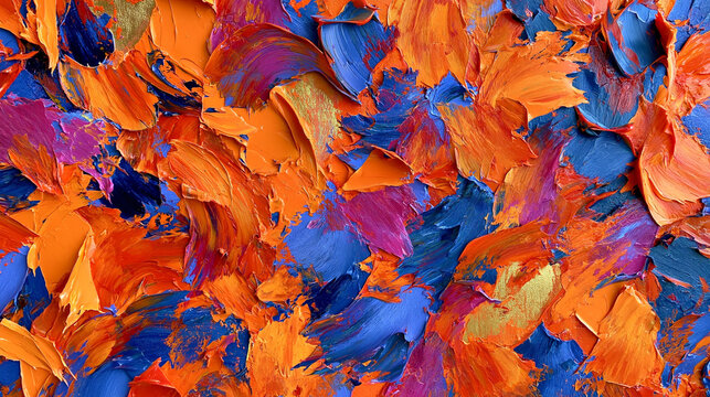 Vibrant Abstract Oil Painting Texture with Impasto Brushstrokes