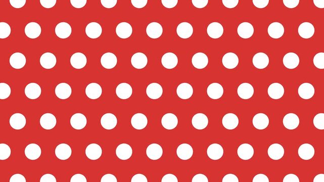Red and white polka dot background pattern with alternating sliding rows for retro bold backdrop animated seamless loop
