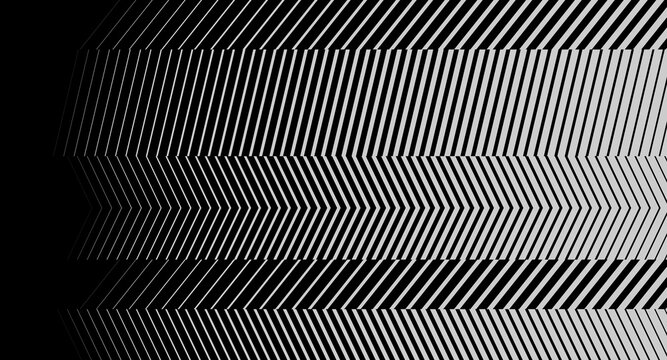 Monochrome geometric pattern with diagonal parallel lines forming repeating chevron shapes on a black background