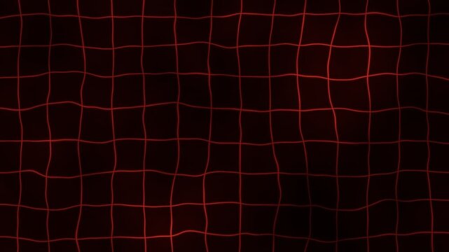 Abstract red grid pattern with wavy lines and dark background, representing a digital network or data flow in a futuristic concept