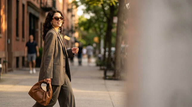 Stylish Young Woman Wearing Trendy Sunglasses Outdoors In The City