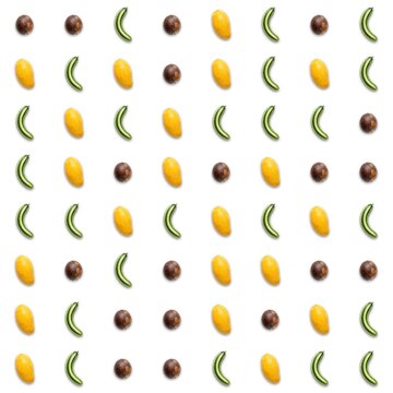 realistic seamless pattern cucumber avocado mango