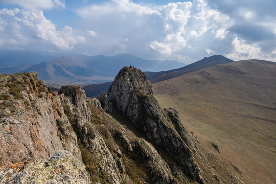 Beautiful landscape with fields and mountains, Armenia