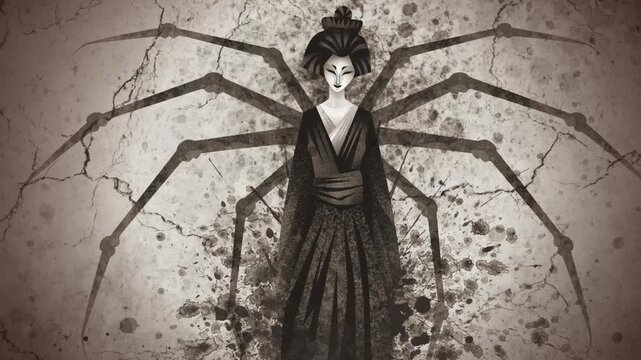 Jorogumo Japanese spider woman yokai from traditional folklore