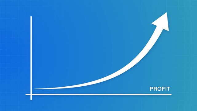 Financial chart showing rising profit arrow growth and success concept for business revenue forecast presentation animation