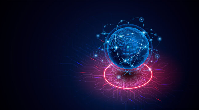 Global connection network background. World map. High-speed internet technology concept or fast wireless data transmission. modern internet network connection technology background
