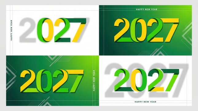 Four vibrant designs featuring the year 2027 with gradient color schemes and modern aesthetics