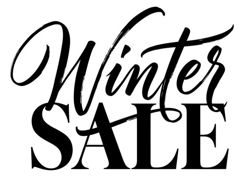 Winter sale black calligraphy lettering isolated on white background