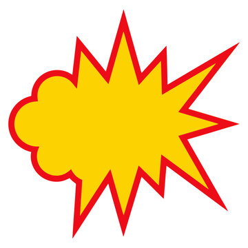 Yellow comic speech bubble with red outline