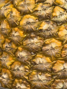 Golden pineapple skin revealing a rugged tropical pattern
