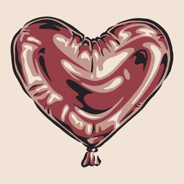 Heart-shaped balloon, glossy, inflated
