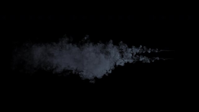 Two blueish gray smoke trails that swipe from left to right - VFX element - 60 fps, 4K Pro Res with mask pass