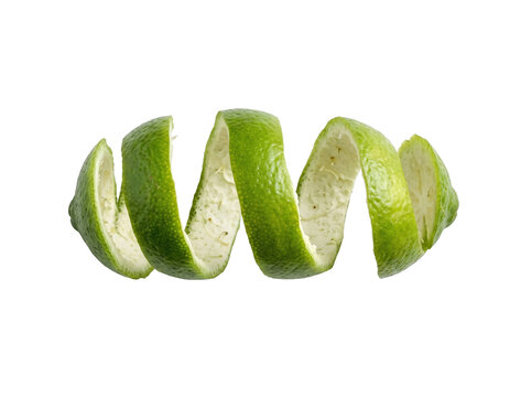 Spiral Lime Peel With Pale Pith on a transparent background