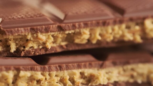 Premium Dubai chocolate bar broken pieces milk chocolate foil wrapper, Gourmet food, Luxury chocolate confectionery closeup, texture segments sweet dessert confectionery treat indulgence snack food