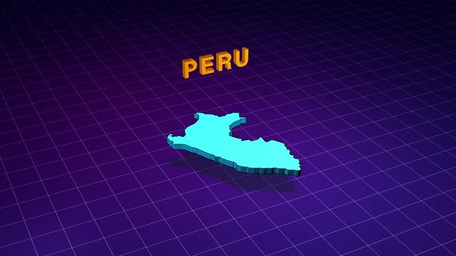 Peru country map animation in a retro style